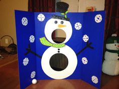 a snowman card made out of blue paper