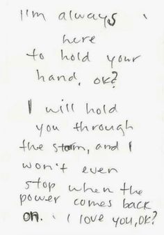 a handwritten note with the words i'm always here to hold your hand