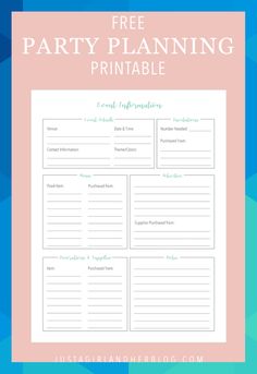 the free party planning printable