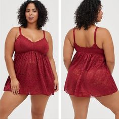 This Red Hot Babydoll Is Adorable And Sexy, The Lace Does Have Some Stretch To It For Comfort And A Perfect Fit. Check Out My Closet For The Matching Lace Boyshorts! Torrid Size 0x=Large= Size 12 Red Lace Babydoll, Babydoll Nighty, Photo Software, Lace Babydoll, Fit Check, Red Lace, Red Hot, Women's Intimates, Horn