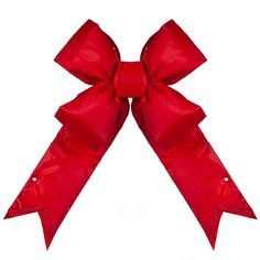 Make your holidays bright in even the roughest weather conditions with this big red outdoor bow. Made of durable nylon, this bow is tough enough to withstand the elements and keep its vivid color. Sturdy wire on the back holds it in place all season long. Add festive color to Christmas trees, lamp posts, wreaths, garland, windows and more. Then store it away for use again next year. Red Sleigh 24-in Red Commercial Nylon Outdoor Christmas Bow - Large 4-Loop Bow with 30-in Tails | 78330 Christmas Light Show, Outdoor Christmas Tree, Christmas Tree Bows, Fabric Wreath, Colonial Christmas, Holiday Bows, Christmas Snow Globes, Large Wreath, Decorative Bows