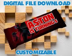 an image of a candy bar with the words astount is turning on it