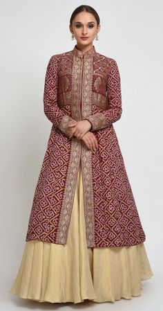 Maroon Banarasi, Gaun Koktail, Long Gown Design, Long Dress Design