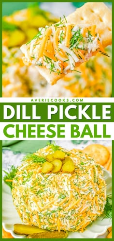 Calling all dill pickle fans, this super EASY appetizer recipe is creamy, cheesy and chock full of dill pickles, dill pickle relish, and plenty of fresh dill! When you’re looking for a fan FAVORITE recipe to serve at your next holiday party or event, backyard barbecue, picnic, or potluck, put this quick and simple recipe on the list! Recipes Using Dill Pickle Relish, Pickle Food Ideas, Pickle Themed Birthday Party, Dill Pickle Saltines, Fresh Dill Recipes, Dill Pickle Cheese Ball, Pickle Cheese Ball, Pickle Dishes, Pickle Party