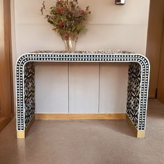 Moroccan MOP Inlay Waterfall Console Table Black Anthropologie Waterfall Console, Waterfall Inlay Console Table, Waterfall Console Table, Black Marble Console, Mother Of Pearl Inlay Furniture, Waterfall Console, Divan Sofa, Mother Of Pearl Inlaid Furniture, Console Table Black