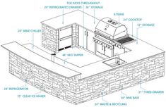 an architectural drawing of a brick wall with instructions on how to install the fire place