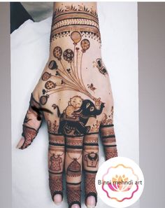 the hand is decorated with many different designs