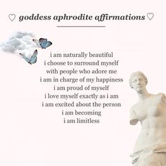 an image of a statue with the words goddess aphrodite affirmationss