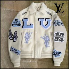 Designer Varsity Jacket, Louis Vuitton Jackets Men, Designer Outfits Men, Louis Vuitton For Men, Louis Vuitton Mens Shirts, T Shirt Street Style, Branded Jacket, Street Wear Jacket, Clothing Logos