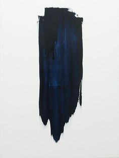 an abstract painting with blue and black colors