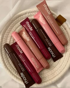 Rhode makeup products #rhode #rhodemakeup #haileybieber #makeup #makeupaddict #liptint #lipgloss #lips #lipstick Witch Season, Makeup Books, Lip Care Routine, Lipgloss Lips, Natural Lip Colors, Lip Swatches