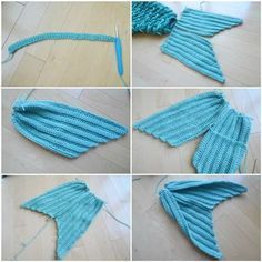 the steps to make a knitted mermaid tail