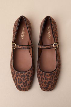 You'll channel sweet and chic vibes every time you step into the Seychelles Magnolia Tan Leopard Suede Leather Buckle Ballet Flats! Genuine suede leather, with a cute leopard print throughout, shapes these Mary Jane-inspired flats with a rounded-toe upper, a low-cut collar, and a slender strap that secures with a gold buckle at the vamp. 0. 5" rubber sole. Lightly cushioned insole. Nonskid rubber sole. Genuine leather upper, lining, and sock. Balance man made materials. Imported. Lulus | Magnoli Buckle Ballet Flats, Cute Leopard, Chic Vibes, Leather Buckle, The Vamps, Seychelles, Leather Flats, Low Cut, Suede Leather