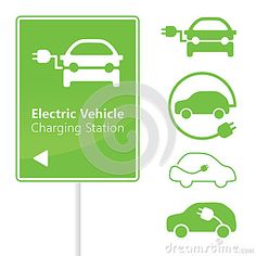 electric vehicle charging station sign and symbols royalty illustration - image 399874