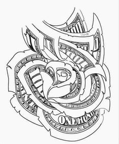 a drawing of an abstract design with letters and numbers on the bottom half of it