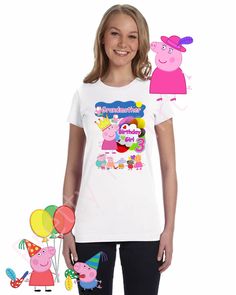 Peppa Pig Birthday Shirt, ADD any name and ANY age, Girl Birthday Shirt, Family Matching Shirts, Peppa Birthday Shirt, Peppa Shirt, Peppa Pig, Princess Peppa: Handmade Grandmother Birthday