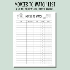 the movie to watch list is shown in black and white with an image of movies on it