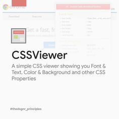 the css viewer showing you font and text, color & background and other css properties