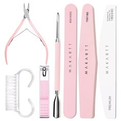 PRICES MAY VARY. Multifunctional Manicure Tool Kit - Makartt Nail Care Set comes with Cuticle Nipper, Cuticle Pusher, Nail Clipper, 180/240 Nail File, 100/180 Nail Sanding Buffer, 400/4000 Nail Buffer and Mini Brush. This nail file set helps you create delicate shiny nail in everywhere and everytime for daily nail care use and salon. Sharp Enough Cuticle Trimmer - It's made of stainless steel which features with great durability and rust-resistance. With anti-slip cuticle pusher, it helps push u Basic Nail, Nail Care Kit, Cuticle Trimmer, Natural Acrylic, Nail Buffer Block, Nail Buffers, Natural Acrylic Nails, Nail Prep, Cuticle Care