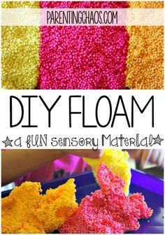 the cover of diy floam is shown with different colored sprinkles