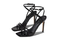 Black Straps Heels, Black Square Heels, Designer Black High Heel Sandals, Calvin Klein High Heels, Black Designer Sandals, Black Prom Shoes, Black Heels Sandals, Calvin Klein Heels, Strapped Heels