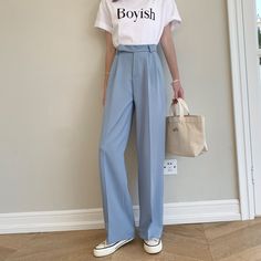 Brand Name: NoEnName_NullPant Style: Wide Leg PantsMaterial: PolyesterFit Type: LOOSELength: Full LengthDecoration: PocketsOrigin: CN(Origin)Season: Spring/AutumnWaist Type: MIDModel Number: K631Pattern Type: SolidStyle: CasualFront Style: FlatAge: Ages 18-35 Years OldClosure Type: Zipper FlyGender: WOMEN Ladies Wide Leg Trousers, Trousers Women Wide Leg, Fashion Office, Vintage Corset, Zipper Pants, Pants Casual, Bra And Panty Sets, High Waisted Trousers, Straight Pants