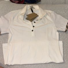 White Burberry Shirt With Pattern On Sleeves . Never Worn Still Has Tags Burberry Shirt, Burberry Inspierd Shirt, Burberry, Colorful Shirts, Womens Tops, Tops & Tees, White, Women Shopping, Color