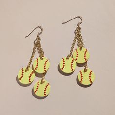 Elevate your game day look with our Softball Slugger, celebrating your favorite softball team. Made from premium Italian leather- these lightweight earrings are hand-embossed in Kansas City. Available in 14k gold-filled ear wire or rhodium-plated sterling silver ear wire. Softball Earrings Diy, Softball Earrings, Safety Pin Jewelry, Nickel And Suede, Touch Down, Sports Jewelry, Softball Team, 20 Gifts, Charm Rings