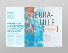 an open brochure with the words eura - lilie written in orange and blue