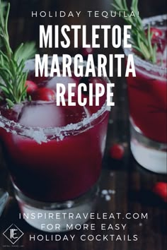 two glasses filled with cranberry mistlet margarita