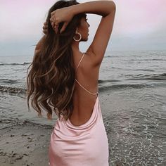 Blogger’s Fav Pink Backless Midi Dress For Brunch, Elegant Backless Dress For Beach, Pink Backless Midi Dress For Night Out, Pink Backless Satin Dress For Summer, Pink Midi Length Backless Dress For Night Out, Backless Maxi Dress For Brunch, Feminine Backless Slip Dress For Night Out, Pink Backless Midi Dress, Pink Backless Midi Dress For Date Night