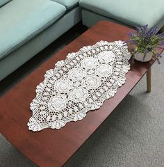 PRICES MAY VARY. 1.Size: 16X27 cm / 27-35 inch (L x W)，(Note: Dimensions may vary slightly within 5-8% due to its nature of hand crochet process) 2. High quality handmade cotton crochet table runner, one piece An affordable and easy way to change the style of your home 3.Add a touch of elegance with this beautiful table runner, Use as placemats, table toppers or ideal for dressing up your sofa 4.Plant flowers design with hand crochet technology, will be the best choice to decorate table while ho Crochet Bed Runner, Diy Placemats, Table Runner Diy, Oblong Tablecloth, Crochet Boho Top, Lace Table Runners, Runner Table, Crochet Table Runner, Crochet Circles