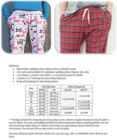 women's pants with different patterns and sizes are shown in an advertisement for the product