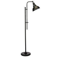 a black floor lamp on a white background