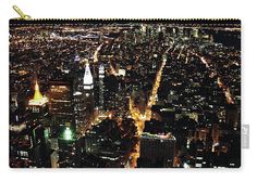 an aerial view of the city lights at night from top of skyscrapers in new york city