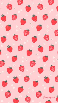 strawberries and daisies on a pink background