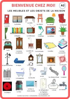 the french poster shows different types of furniture and objects in various colors, sizes and shapes