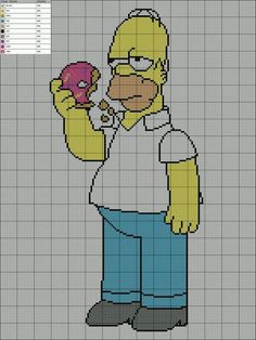 the simpsons is holding an apple in his right hand and eating it with both hands