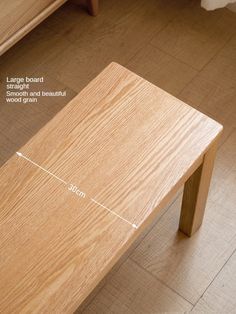 a wooden bench with measurements on it