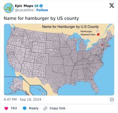 an image of a map with the name of hamburger by us county