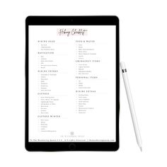 a tablet with a checklist on the screen and a pen next to it that says happy christmas