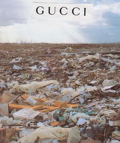 the cover of gucci's book, in which it is surrounded by rubble