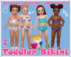 Toddler Bikini | Patreon The Sims 4 Toddler, Sims 4 Cas Background, Toddlers Swimwear, Toddler Swimsuits, Sims 4 Download, Toddler Swimming, Free Sims 4