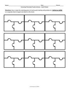 the missing puzzle pieces worksheet is shown in black and white, as well as four