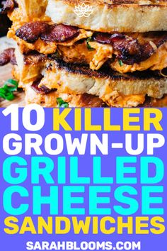 grilled cheese sandwiches with text overlay saying sweet and savory grilled cheese sandwiches