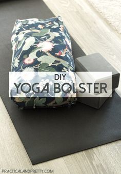 a yoga mat with the words diy yoga bolster on it and an image of