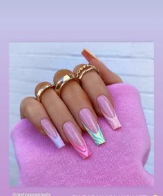 Popular Nail Ideas 2024, Funky Nail Designs, Girls Nail Designs, Multicolored Nails, Casual Nails, Nail Candy