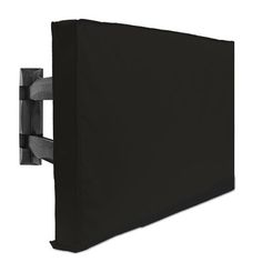 a black cover on the side of a wall with two brackets attached to it,