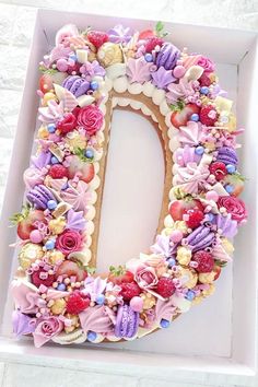 Custom Letter Cake. Birthday Cakes Decorated with Fruits and Macarons Cake Decorated With Fruit, Letter Cakes, Cake Designs For Boy, Alphabet Cake, Number Birthday Cakes, 17 Birthday Cake, Cakes Decorated