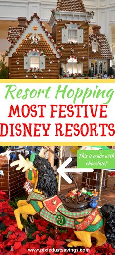 the resort has been decorated for christmas and is featured in this postcard with text overlay